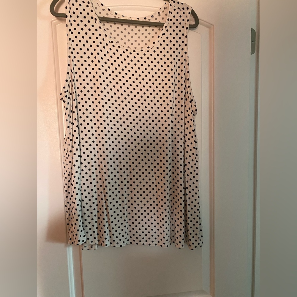 Womens 2X Le Lis Black and White Polka Dot Tank Top from Stitch Fix